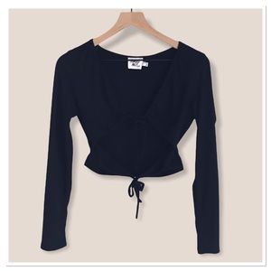Princess Polly Long Sleeve Black Ribbed Crop Top 8